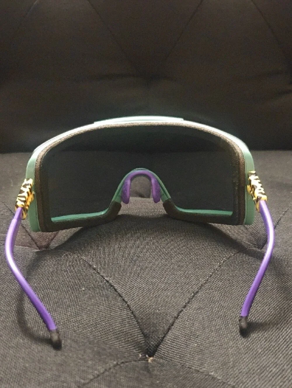 Pit Viper Purple-Teal Leopard Accented Shield Sunglasses